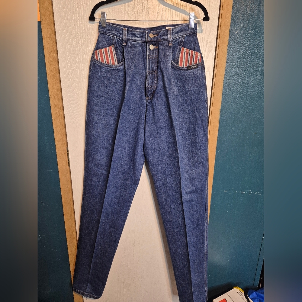 rocky mountain vintage Blue Jeans with Striped Pockets